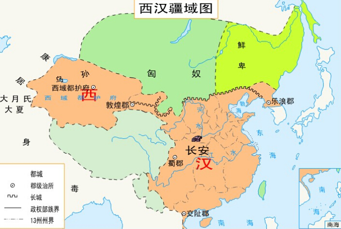 　汉朝地图——古代汉朝地图东西汉区域图.jpg